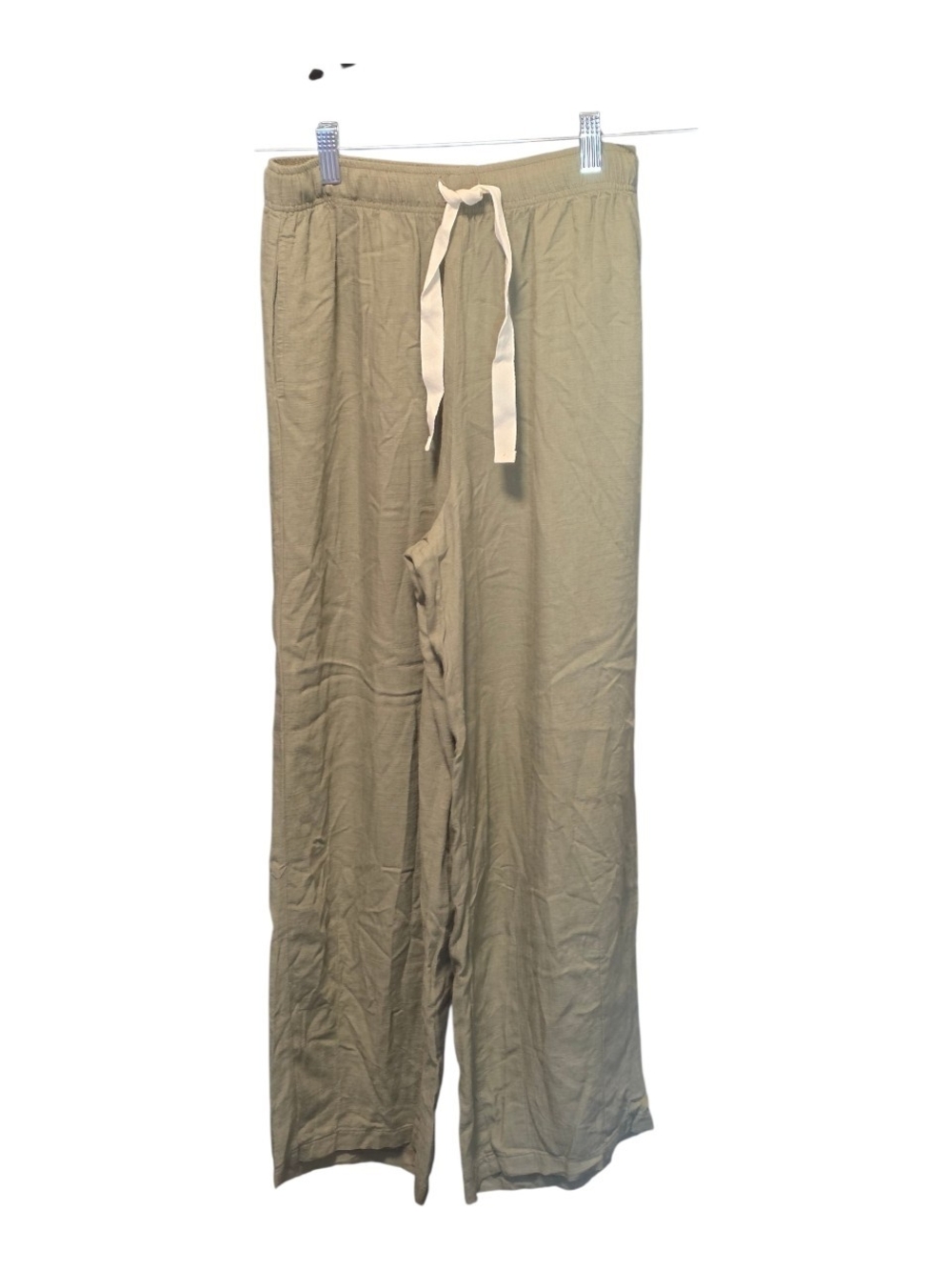 Zenana Outfitters Olive Wide Leg Lounge Pants with Cream Drawstring